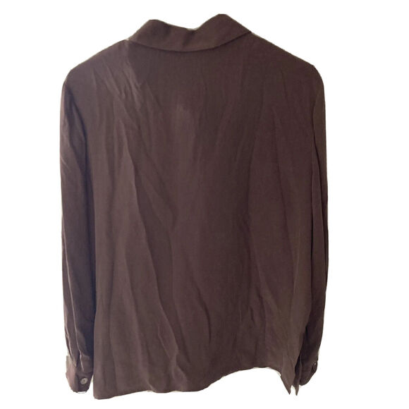 Shomi Blouse Set Sz 14 Womens Petite 100% Silk Top Brown Tank Career Work Autumn - Picture 7 of 11